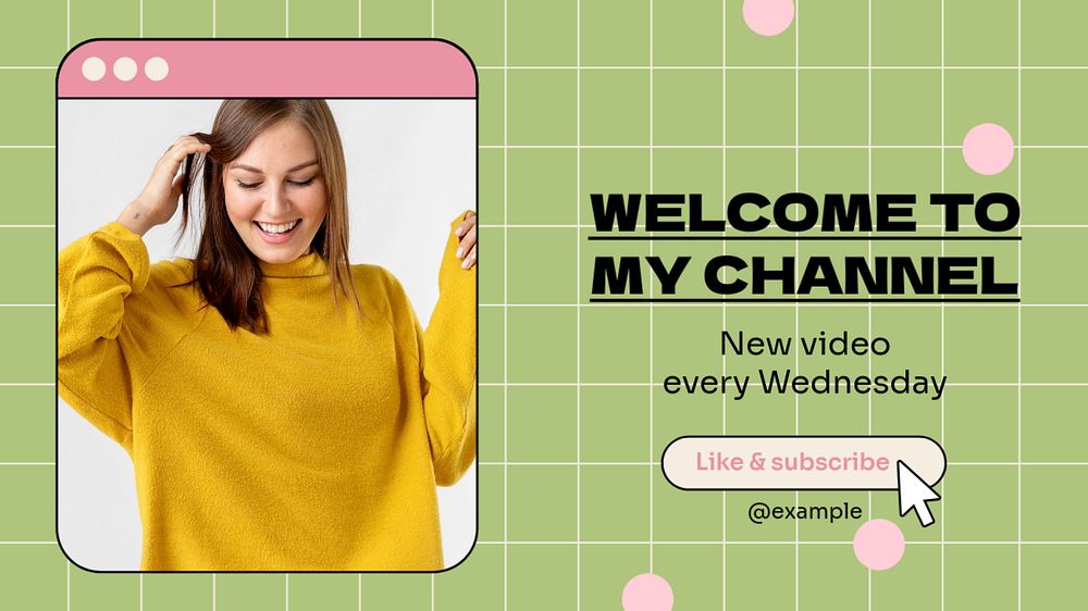 Welcome to my channel  blog banner template, editable text