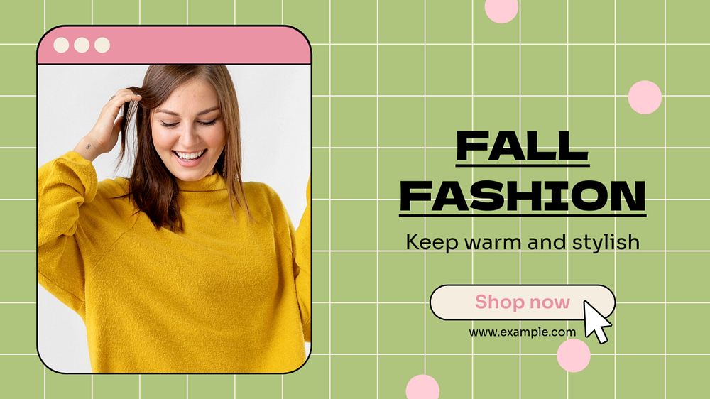 Fall fashion  blog banner template, editable text