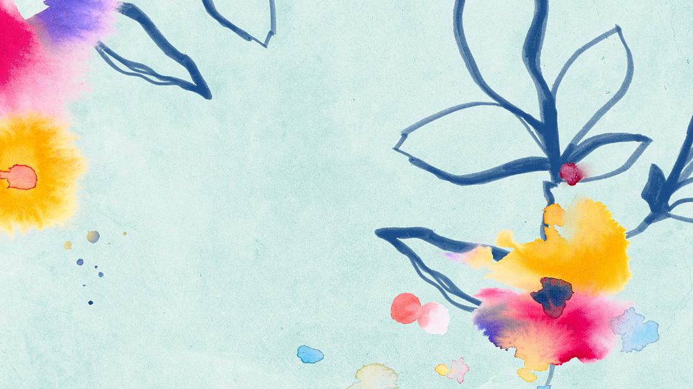 Colorful flower illustration desktop wallpaper, editable design