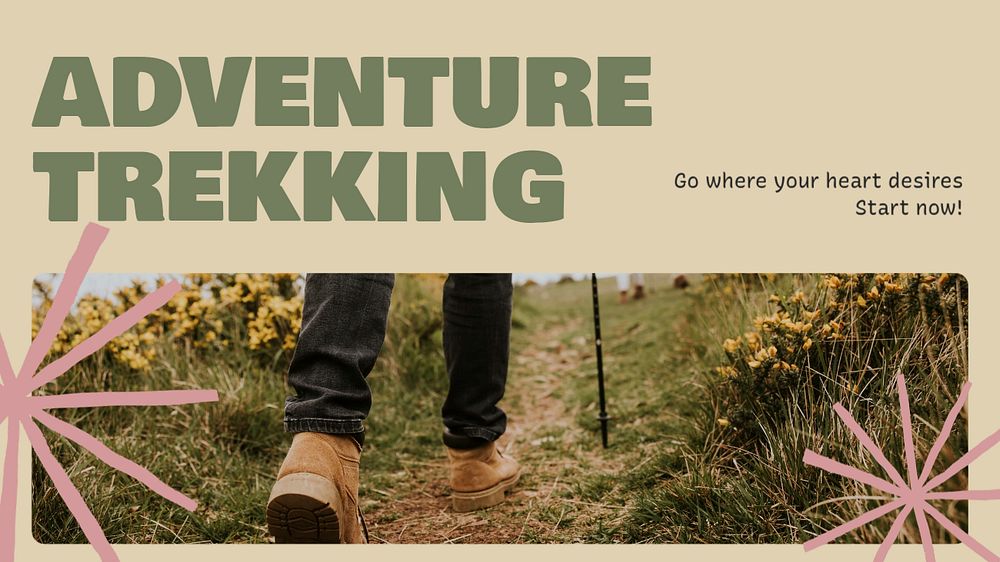 Adventure trekking  blog banner template, editable text