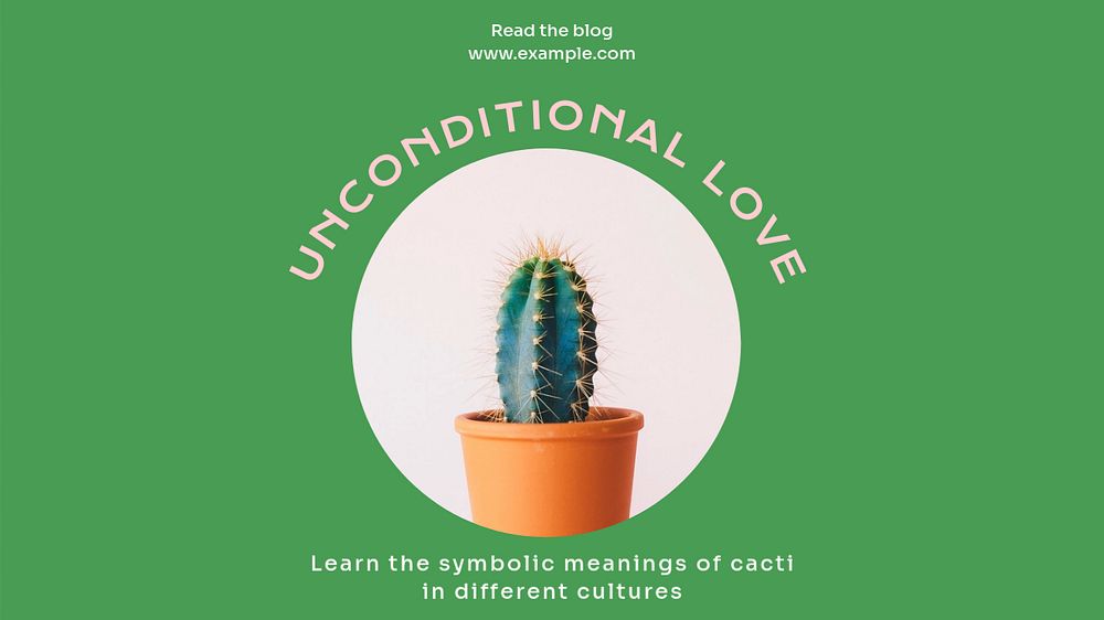 Cacti symbolic meanings  blog banner template, editable text