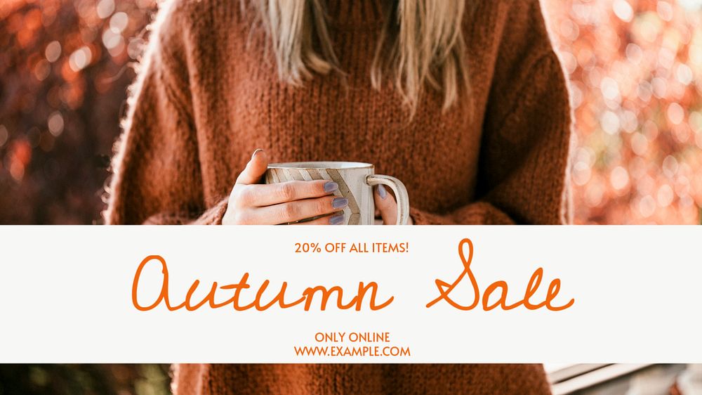 Autumn sale  blog banner template, editable text