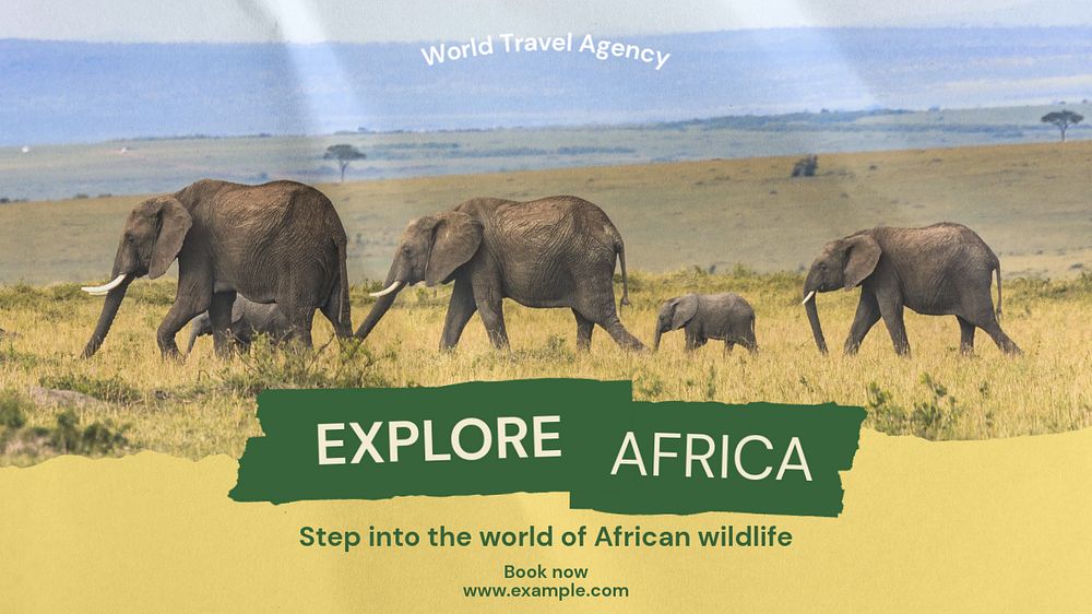 Explore Africa  blog banner template, editable text