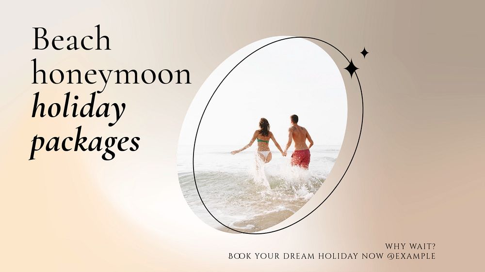 Beach honeymoon holiday  blog banner template, editable text