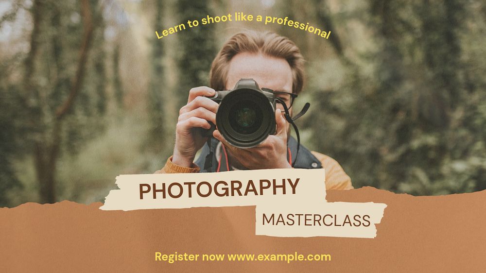 Photography masterclass  blog banner template, editable text