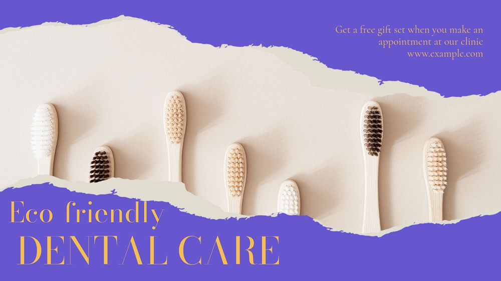 Dental care set blog banner template, editable text