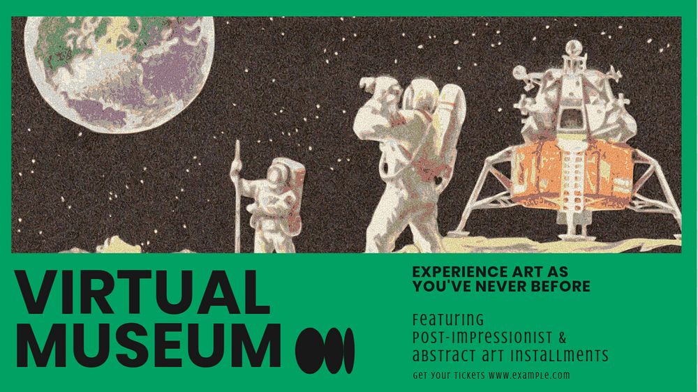 Virtual museum blog banner template, editable text