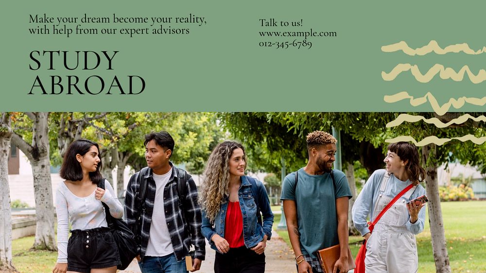 Study abroad blog banner template, editable text