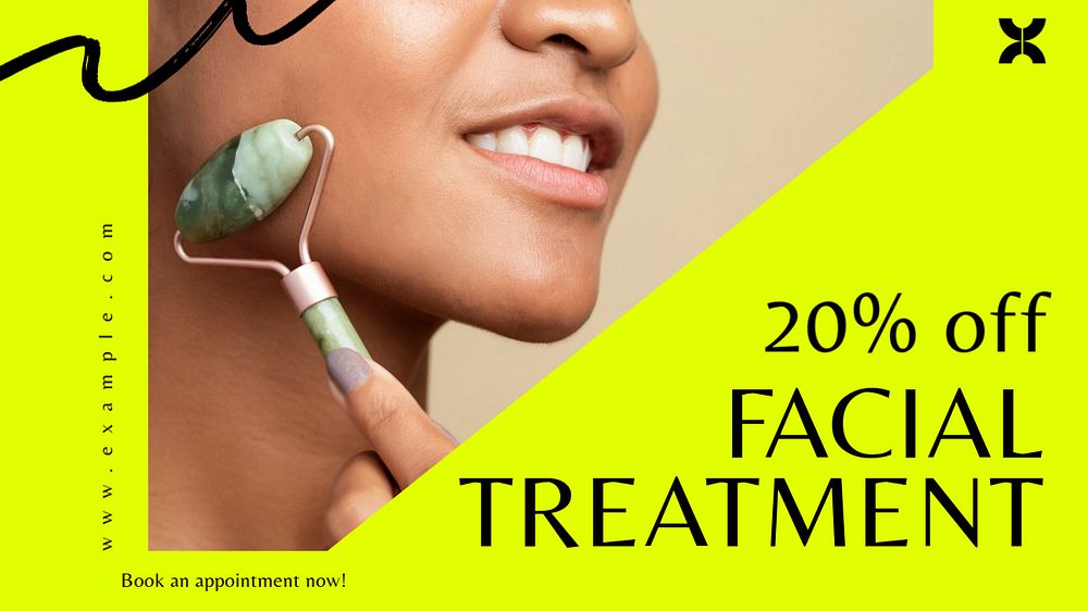 Facial treatment blog banner template, editable text