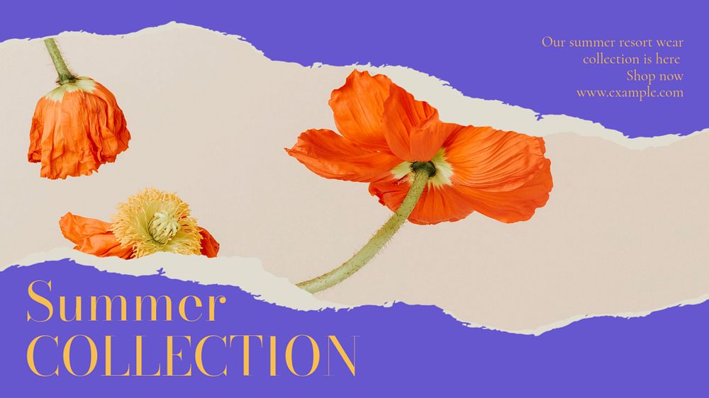 Summer collection blog banner template, editable text