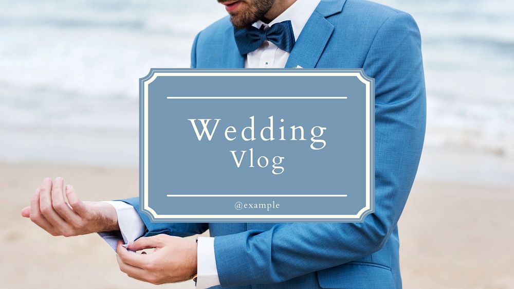 Wedding vlog  blog banner template, editable text