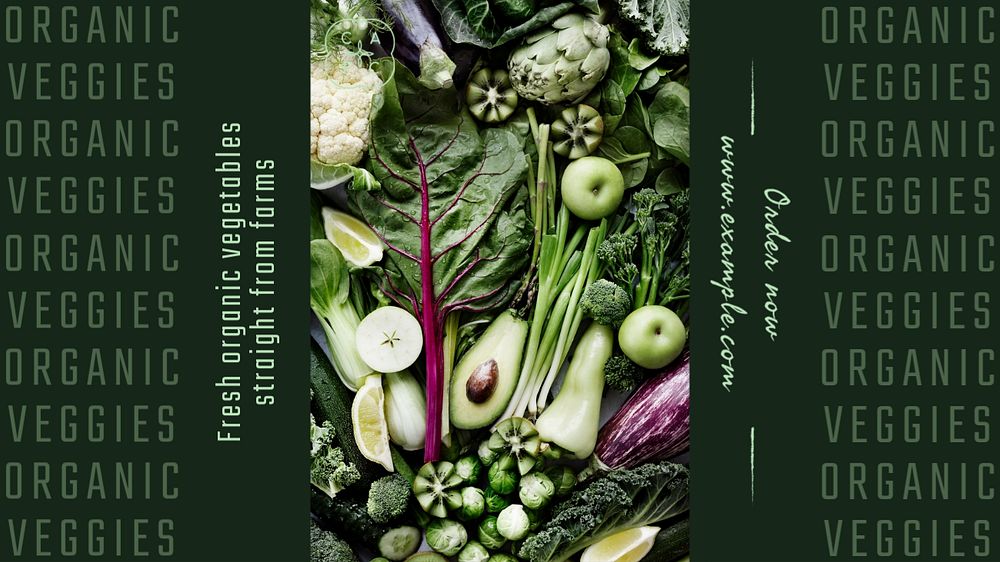 Organic veggies  blog banner template, editable text