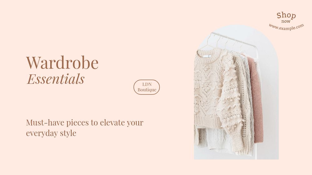 Wardrobe essentials blog banner template, editable text