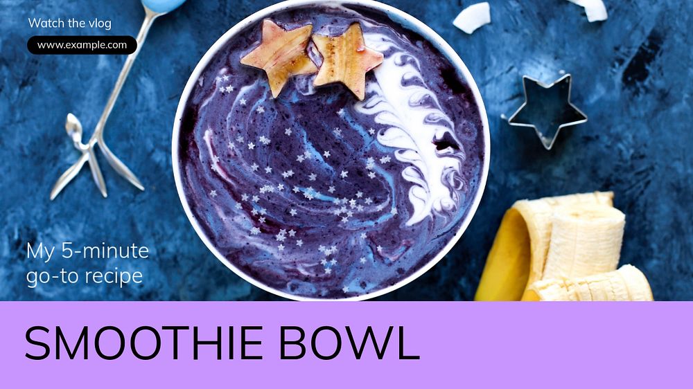 Smoothie bowl  blog banner template, editable text