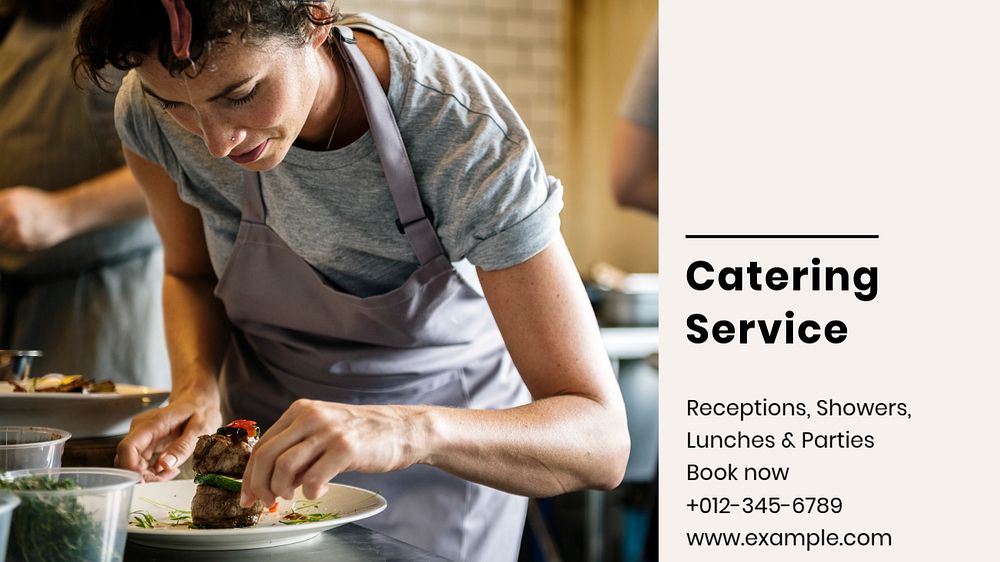 Catering service blog banner template, editable text