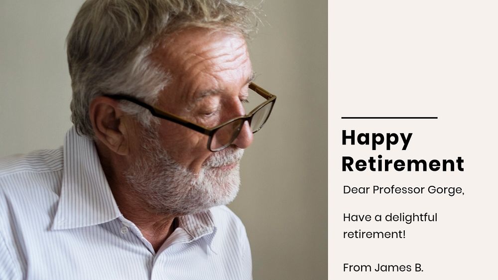 Happy retirement blog banner template, editable text