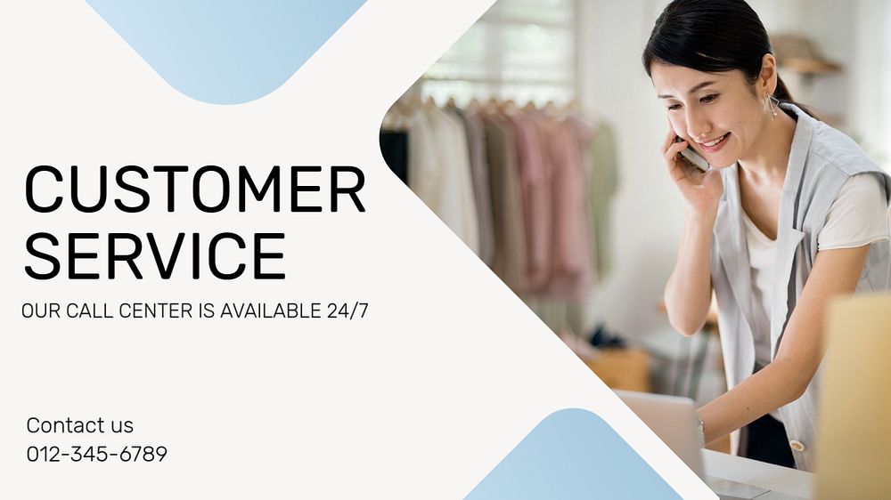 Customer service blog banner template, editable text