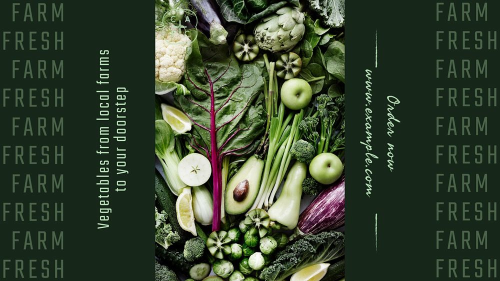 Farm fresh vegetables  blog banner template, editable text