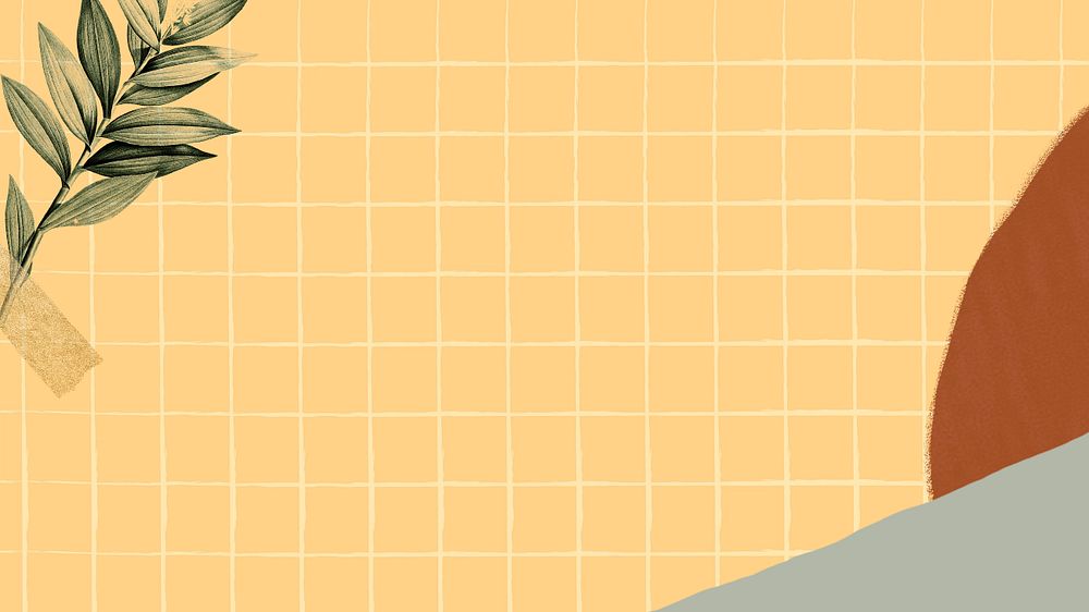 Yellow grid minimal desktop wallpaper, editable design