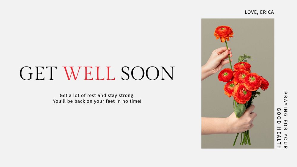 Get well soon  blog banner template, editable text