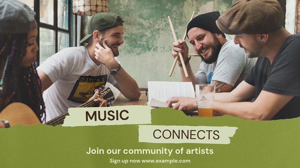 Music connects  blog banner template, editable text