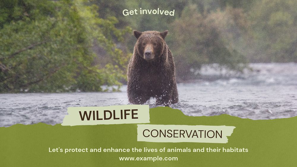 Wildlife conservation  blog banner template, editable text