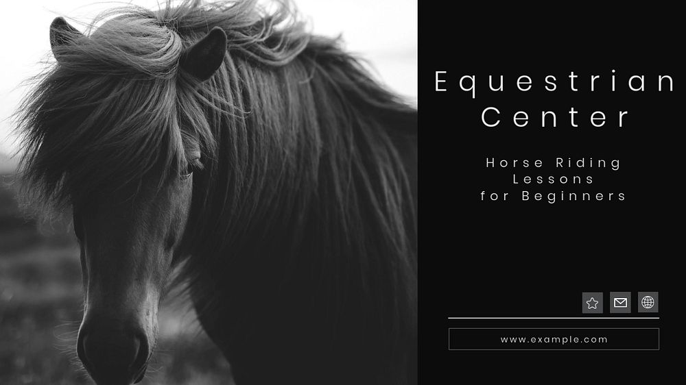 Horse riding center  blog banner template, editable text