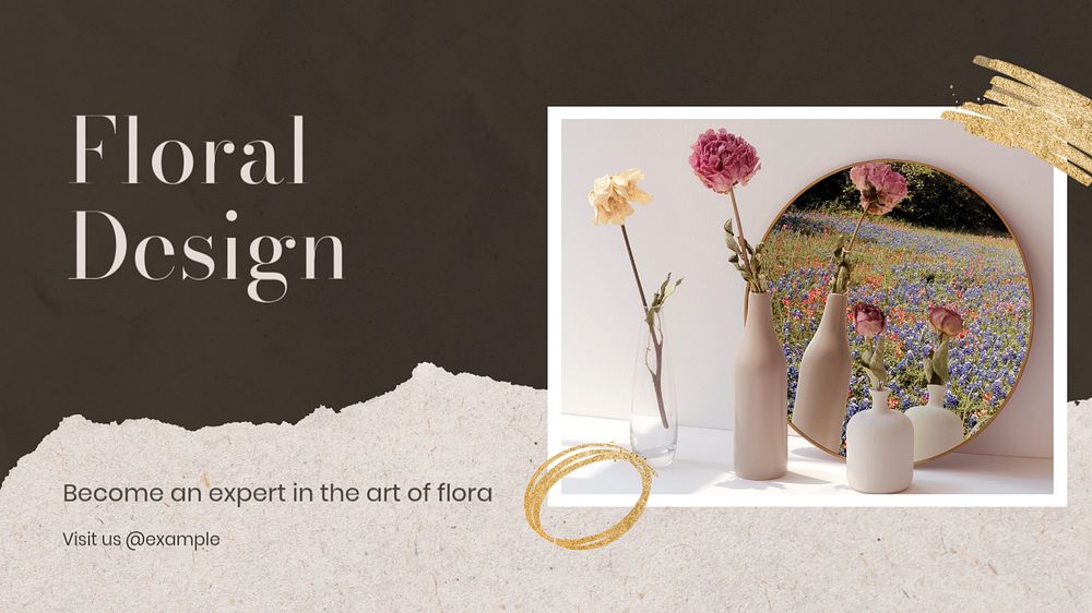 Floral design florist  blog banner template, editable text