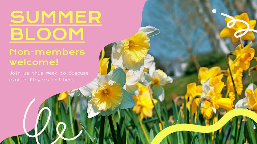 Summer bloom  blog banner template, editable text