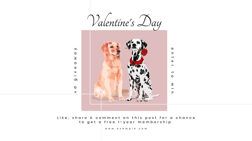 Valentine's day giveaway  blog banner template, editable text