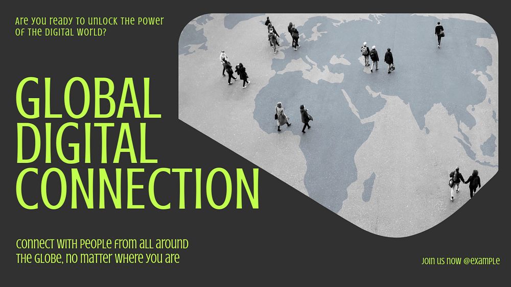 Global digital connection  blog banner template, editable text