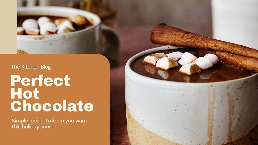 Perfect hot chocolate  blog banner template, editable text