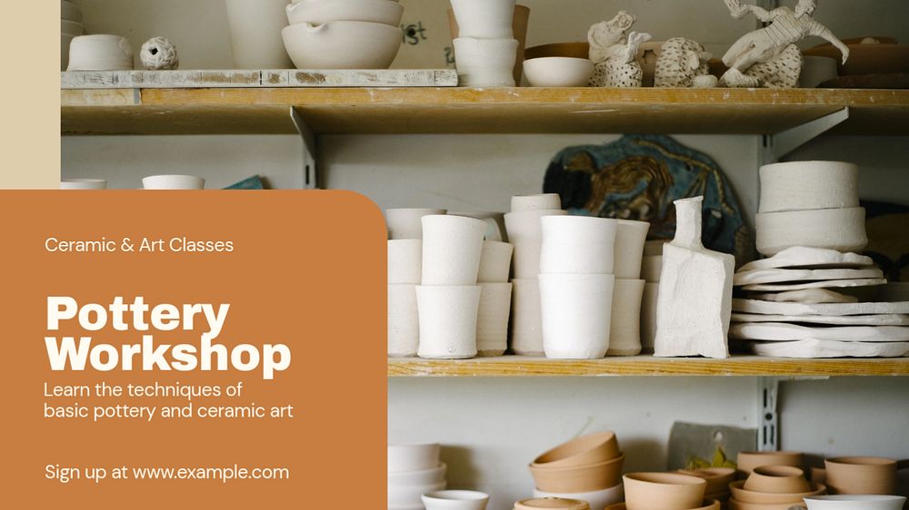 Pottery workshop  blog banner template, editable text