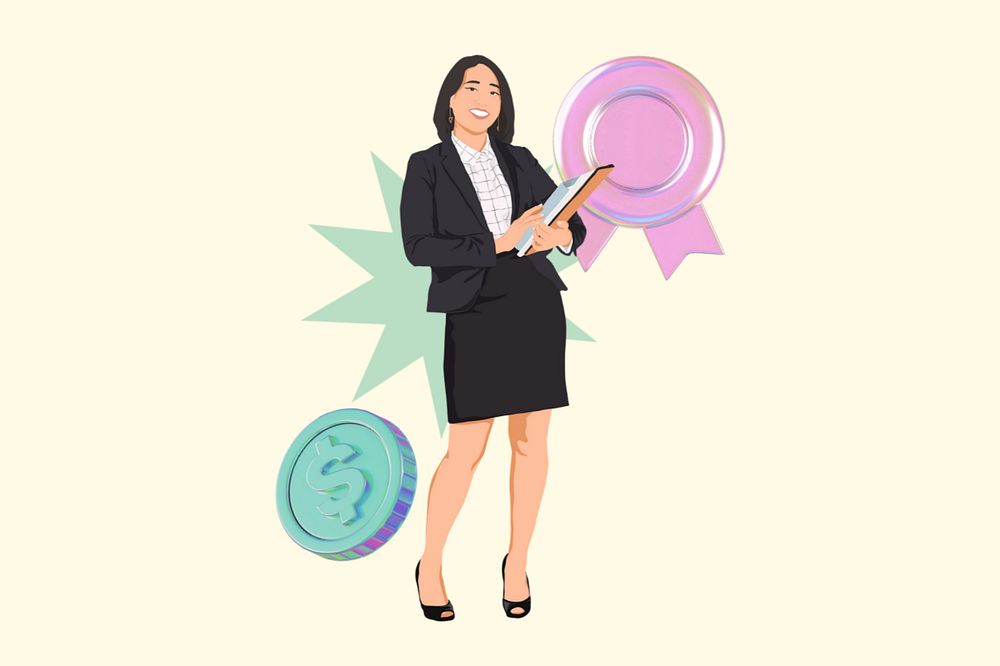 Businesswoman 3D remix vector illustration