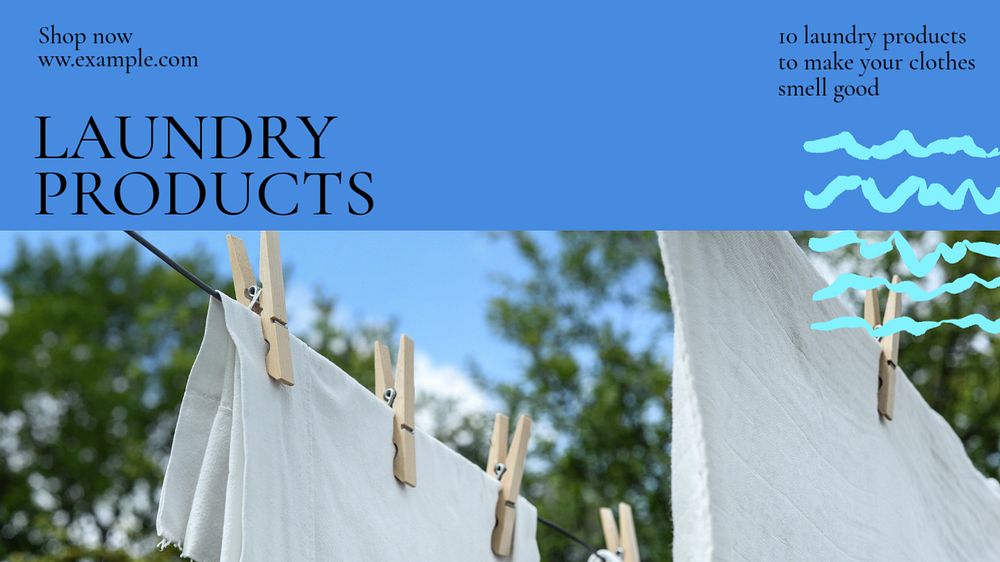 Laundry products  blog banner template, editable text