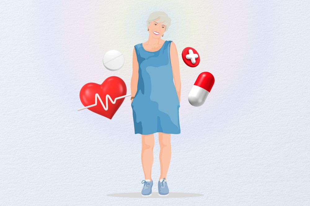 Senior health 3D remix vector illustration