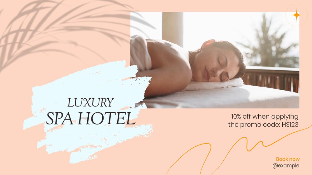 Luxury spa hotel  blog banner template, editable text