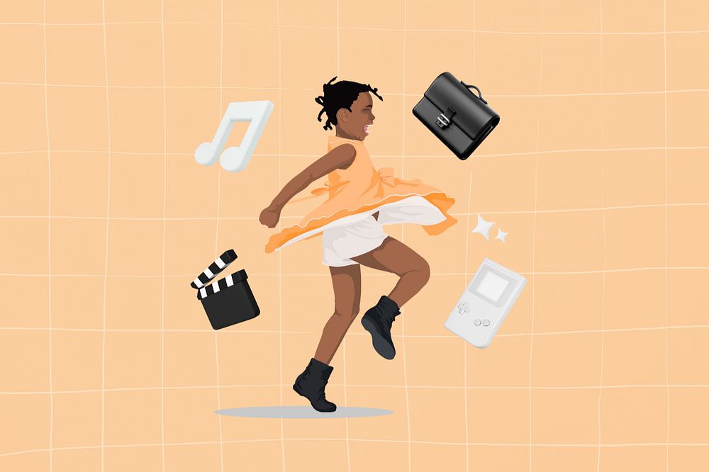 Kid music education 3D remix vector illustration