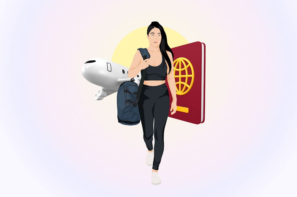 Traveling abroad 3D remix vector illustration