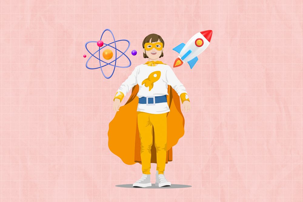 Science for kid 3D remix vector illustration