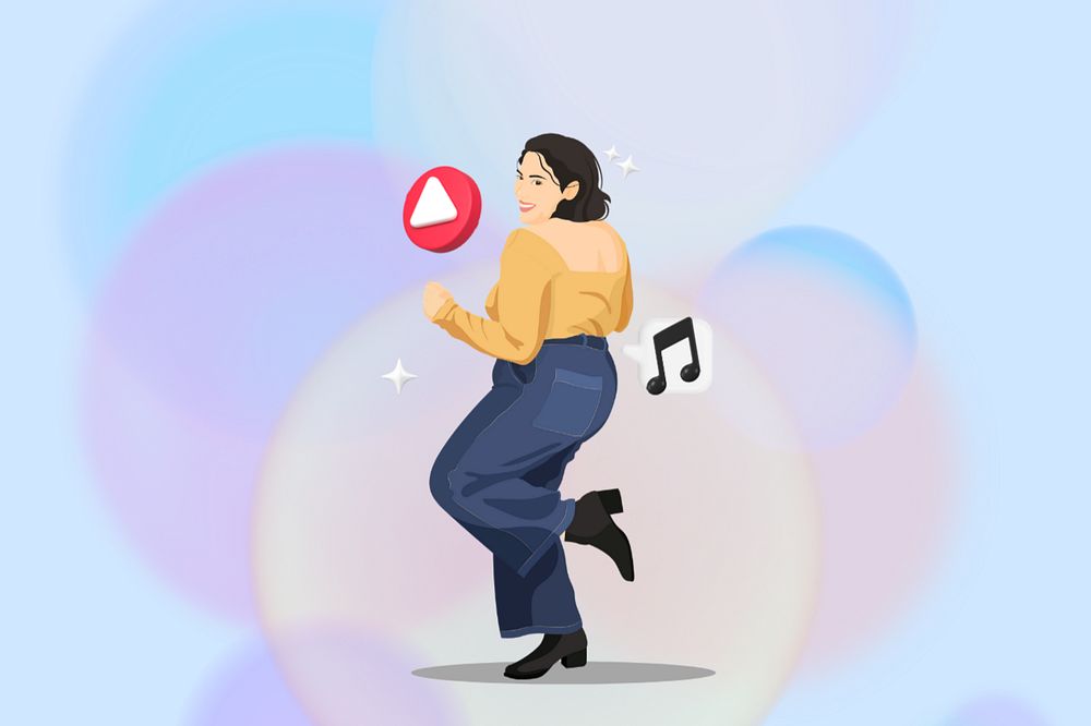 Woman dancing 3D remix vector illustration