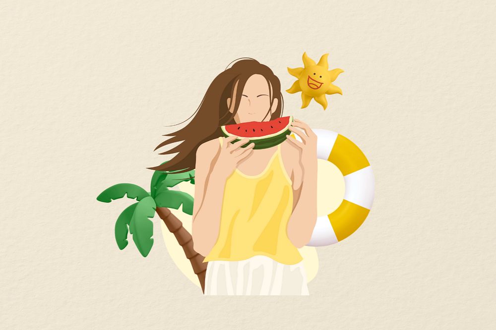 Summer woman 3D remix vector illustration