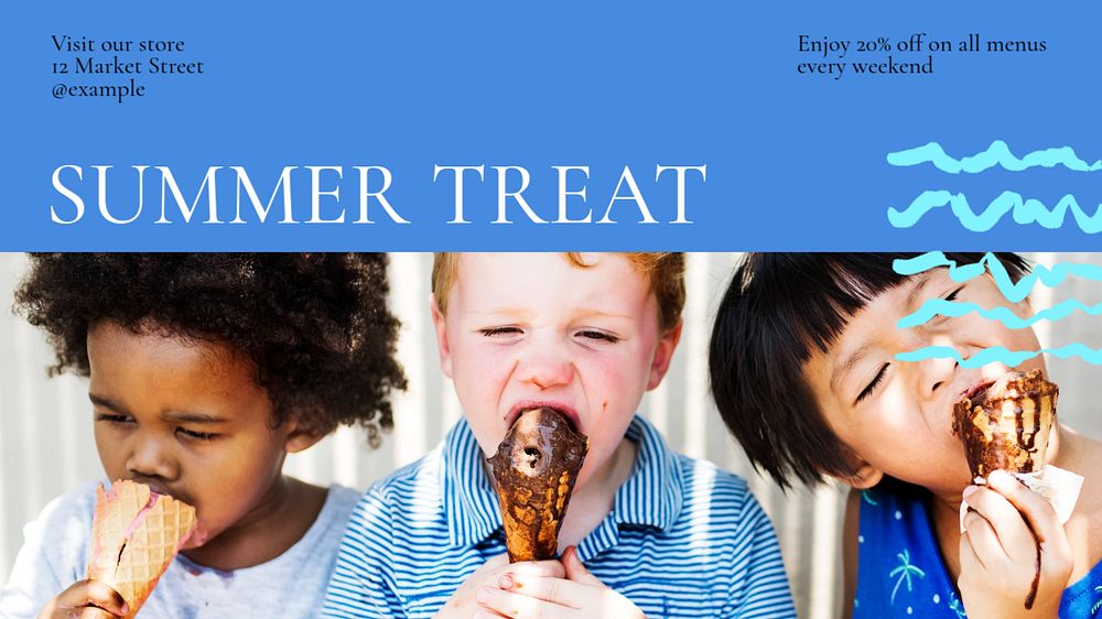 Summer treat  blog banner template, editable text