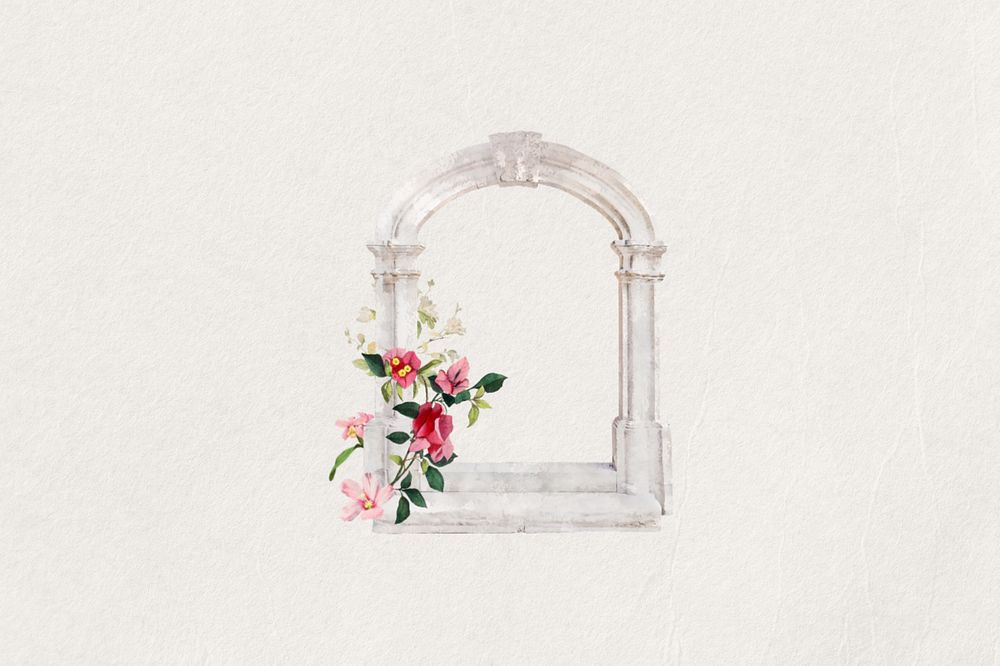 Watercolor arch window, editable remix design