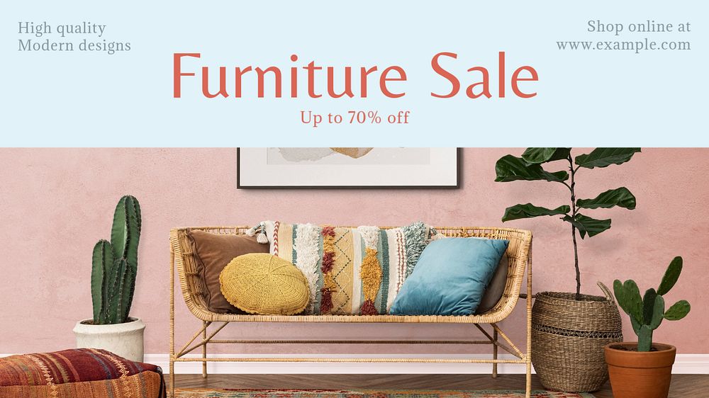 Furniture sale  blog banner template, editable text