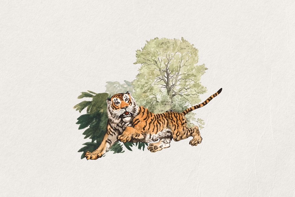 Watercolor tiger, editable remix design