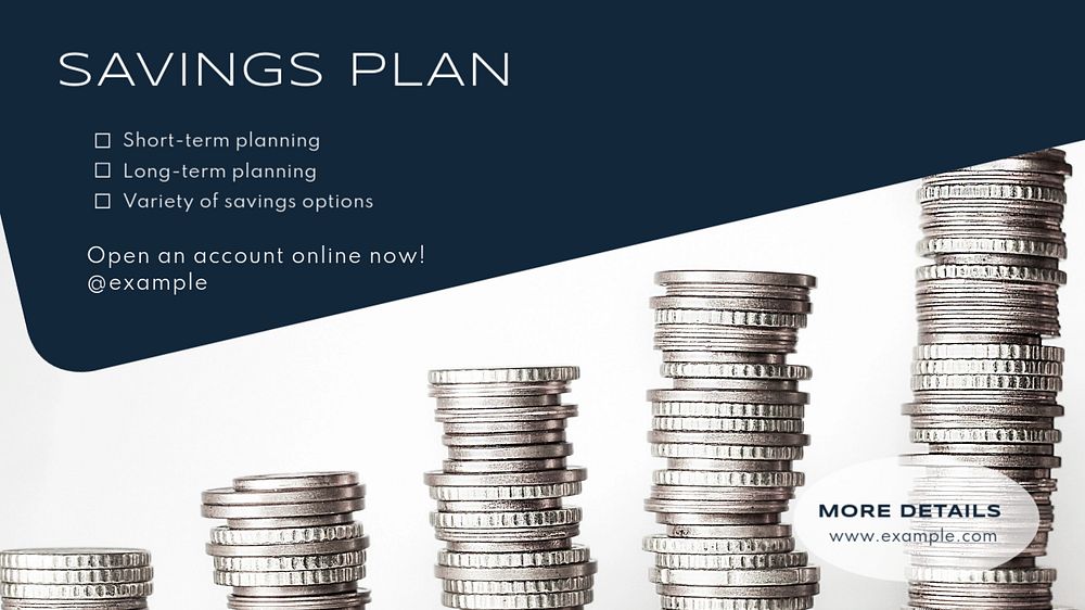 Savings plans  blog banner template, editable text