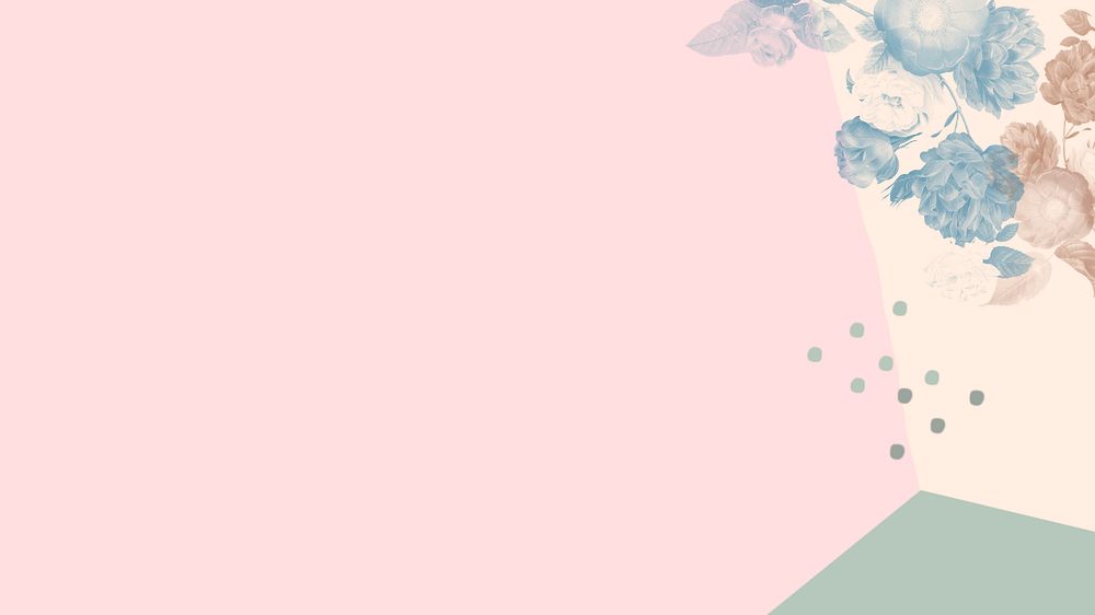 Pastel desktop wallpaper, vintage flowers, editable design