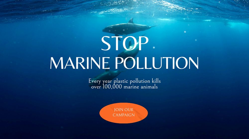 Sea & ocean pollution blog banner template, editable text