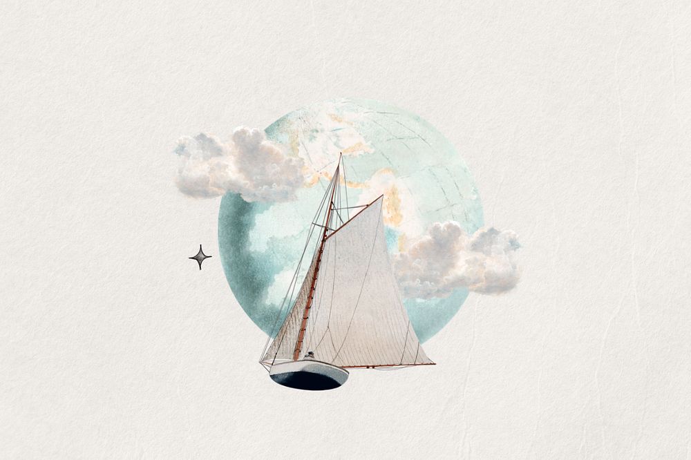 Watercolor sailboat, editable remix design
